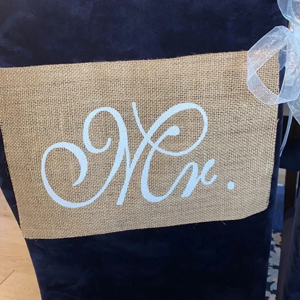 MR. & Mrs. Wedding Burlap signs.Set of 2